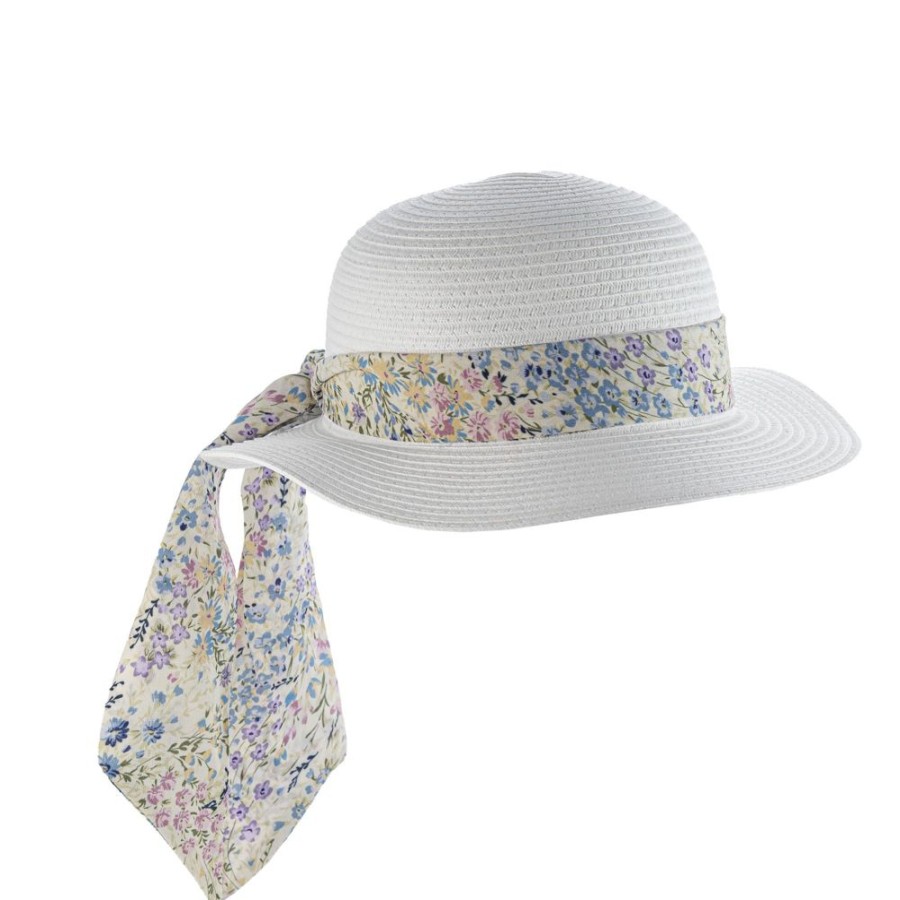Simonetta floral-print strap sun hat - White
